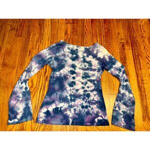 VINTAGE NEW 90's Y2K BOUTIQUE TIE DYE BELLSLEEVE TOP TEE HAND DYED COTTON S